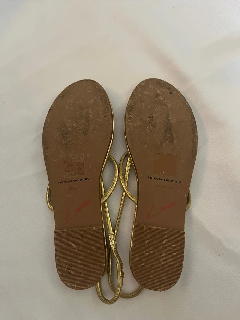 Chinese Laundry Metallic Gold Loop Strap Sandals